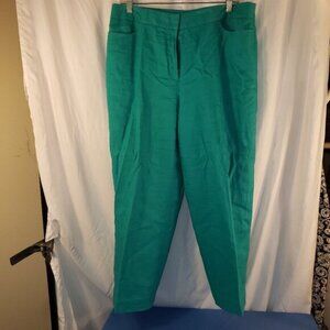 Women's Rafaella Wide Leg Teal 100% Linen Pants - 14
